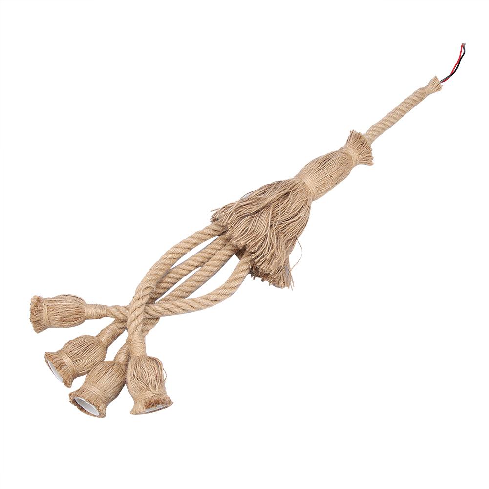 0.5m E27 Vintage Hemp Rope Ceiling Light Base Pendant Lamp Bulb Holder 85-265V (3*holder)