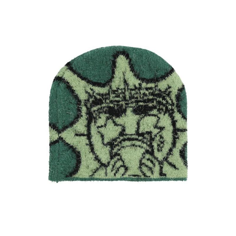 Europäischer und amerikanischer Trend Y2K-Mode multifunktionale Cartoon-Muster Jacquard Herbst und Winter warme Strickmütze