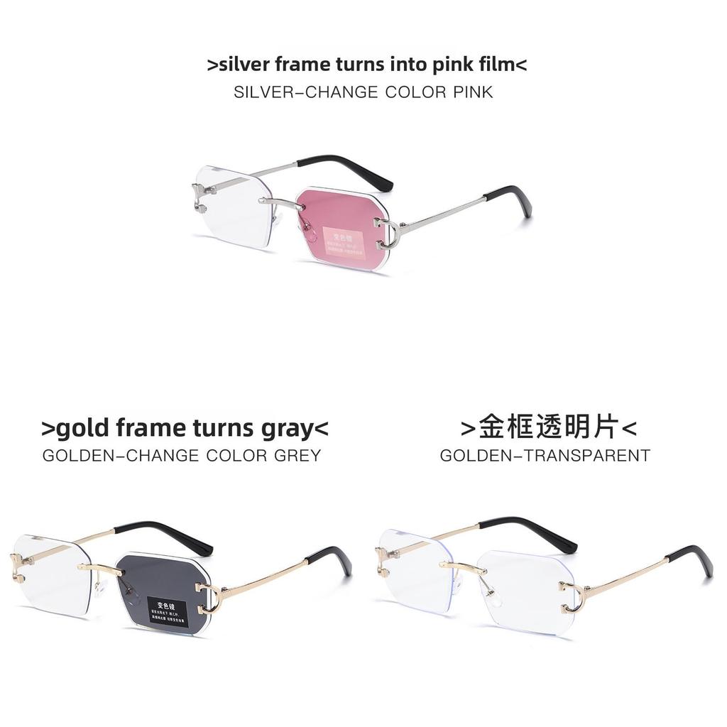Polygon Frameless Color Changing Sunglasses With Uv400 Protection For Summer Travel