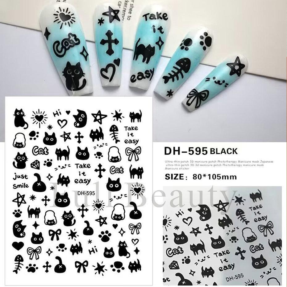 Nail Art Sticker, Little Spirit Snake, Moon, Mango, Gold And Silver, Black And White Snake Cartoon Nail Sticker.