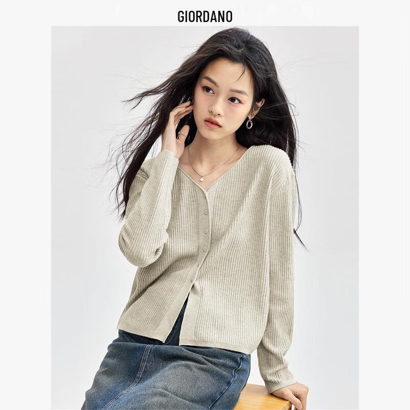 Giordano Women's Soft Fine Knit V-Neck Cardigan