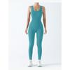 Seamless Ribbed Knit Jumpsuit with Chest Pad for Yoga and Fitness