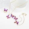 4pcs Creative 21 Colors Crystal Zirconia Butterfly Bracelet Necklace Earrings Ring Jewelry Set Luxury For Woman Party Jewelry