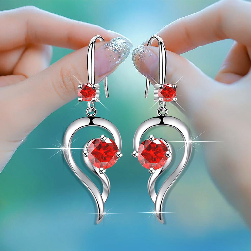 Kadın İlk Kalp Kolye Küpe Aşıklar İçin Hediye Eşleşen Hediye Orta Uzunlukta Küpe