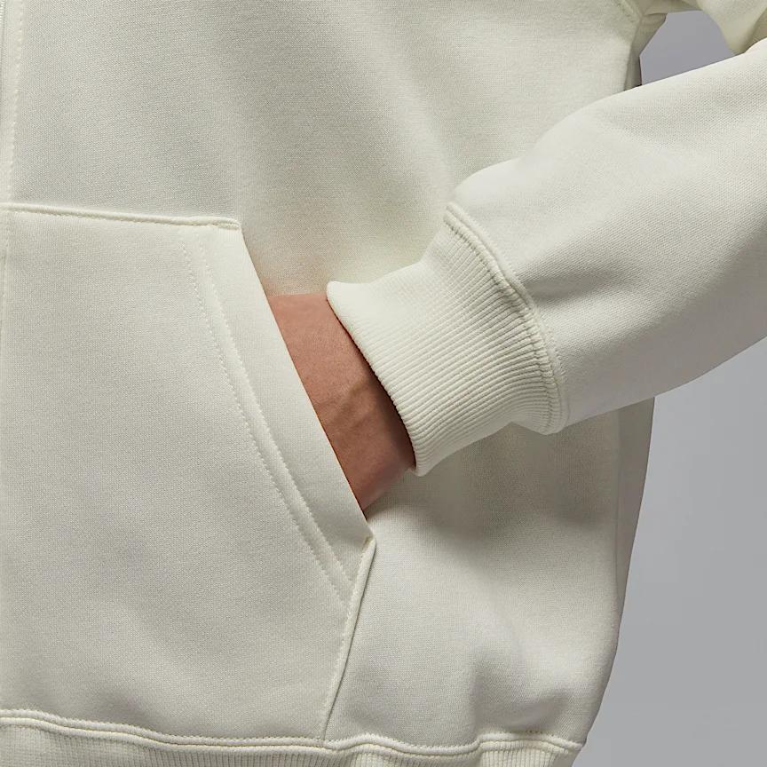 Jordan Brooklyn Fleece Fashion Simple Warm Hooded Zip-Up Jacket Sweatshirt Women Jackets Sail-White Black FV7168-133