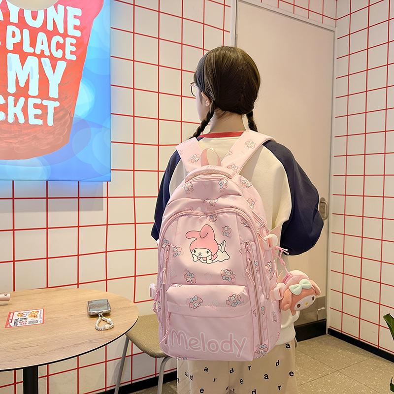 Sac à dos pour enfants à grande capacité avec imprimé mignon transfrontalier pour collège - Sac de voyage léger pour femmes