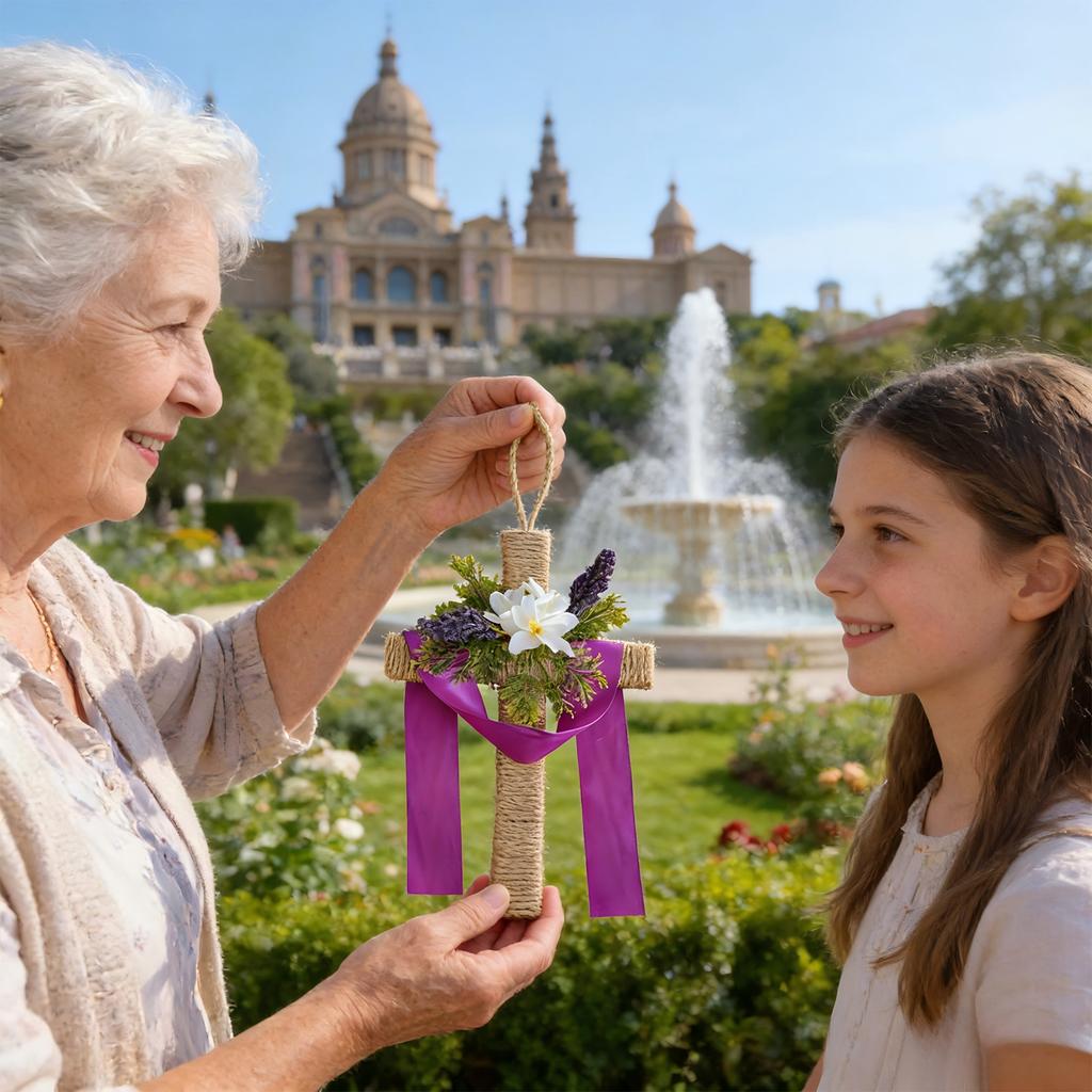 Easter Cross Door Hanging Purple Porch Decoration Spring Easter Party Pendant