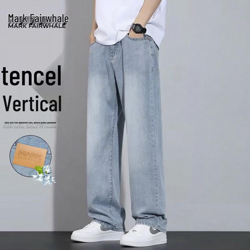 Mark Fairwhale Men s Summer Lyocell Tencel Straight-Leg Washed Jeans 29