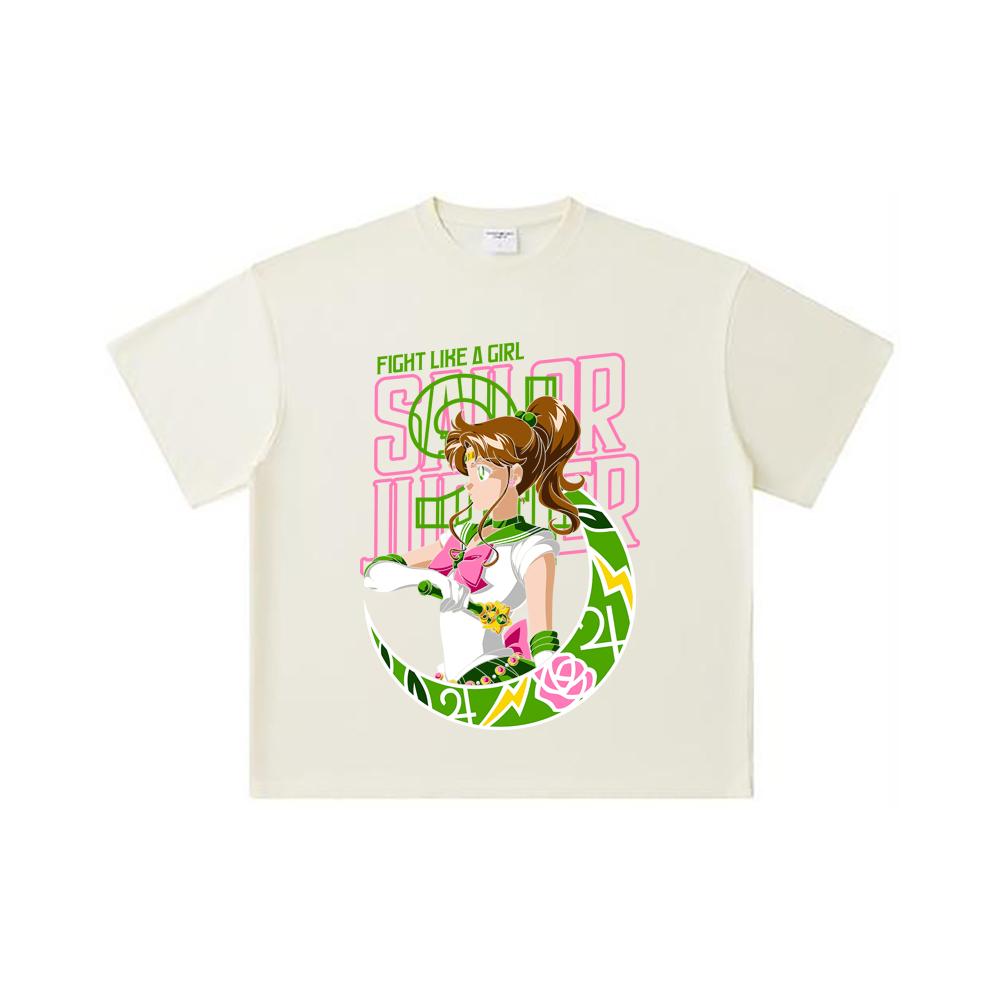 260 GSM Double Yarn 32 Count 100% Cotton Sailor Moon V7 Jupiter Print Unisex Heavy Cotton T Shirt