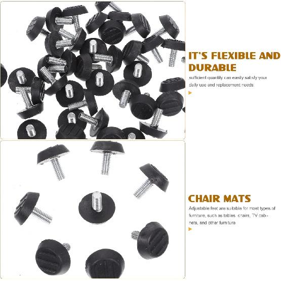 DOITOOL 100pcs Table and Chair Mats Black Metal Table Legs Leveling Feet Screw in Furniture Feet Levelers Furniture Levelers Leveling Screws