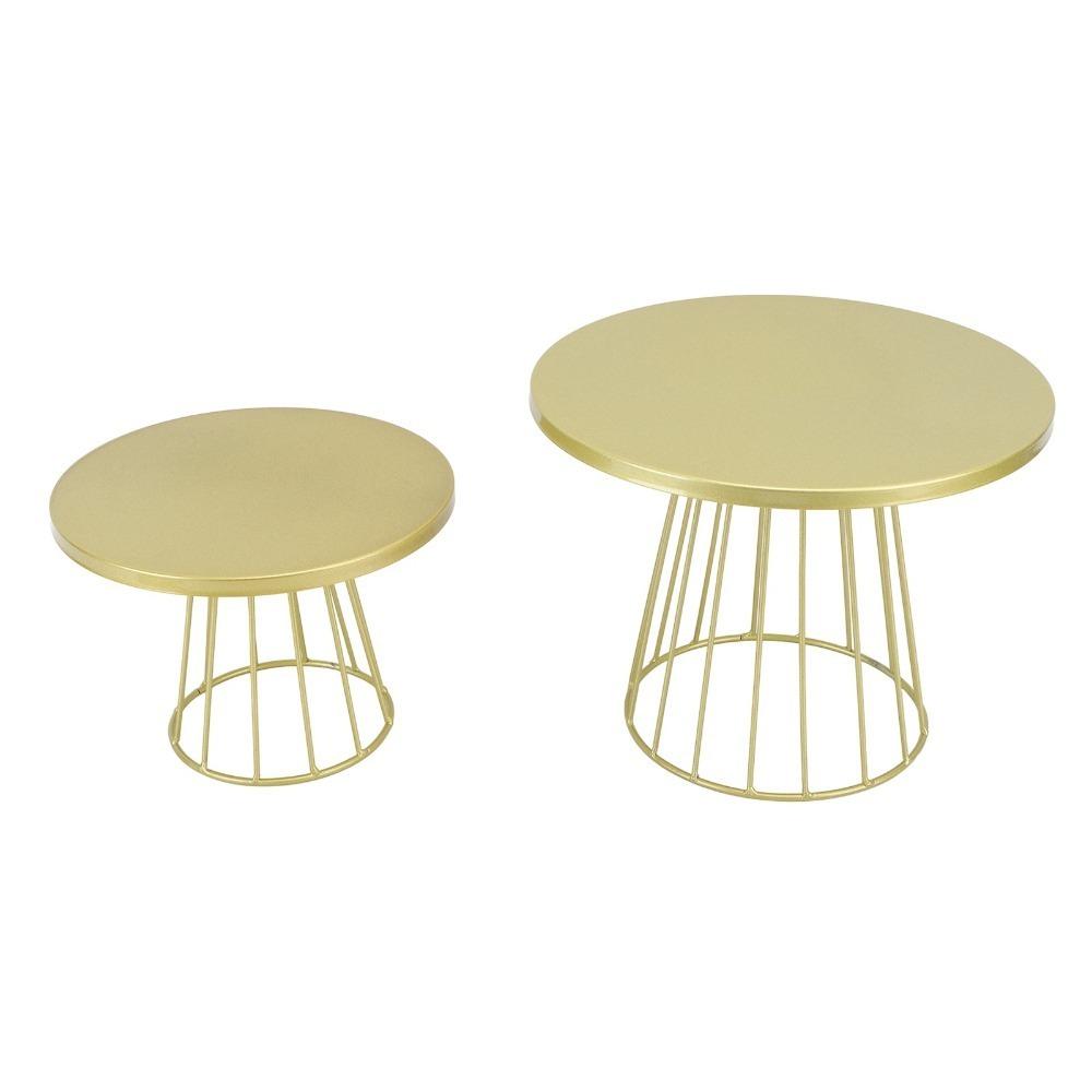 2pcs Round Top Cake Display Stand Iron Material Metal Cake Stand Cake Pedestal Stand Party Decor