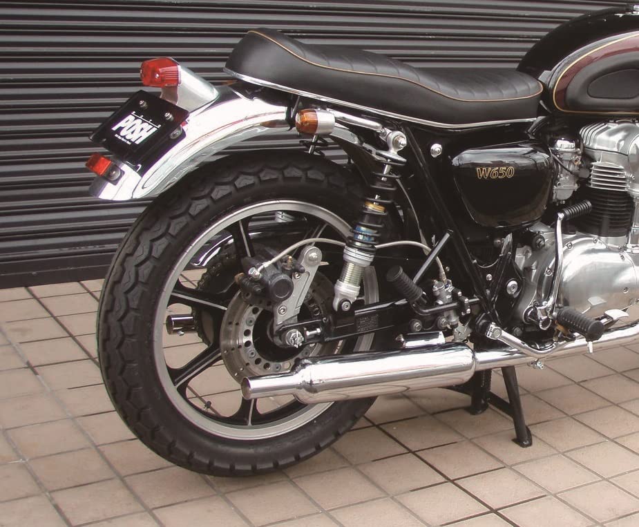 POSH FAITH Muffler for Honda W650 Model Steel with Chrome Plated W1-Type Slip-On (All Years), Finish, 040050-10