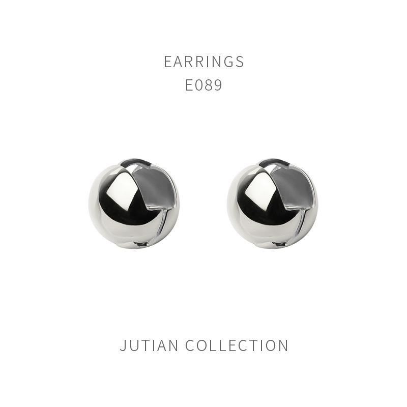 Korean Retro Geometric Sphere Earrings - Trendy Hip Hop Style for Women S925 Silver Needle