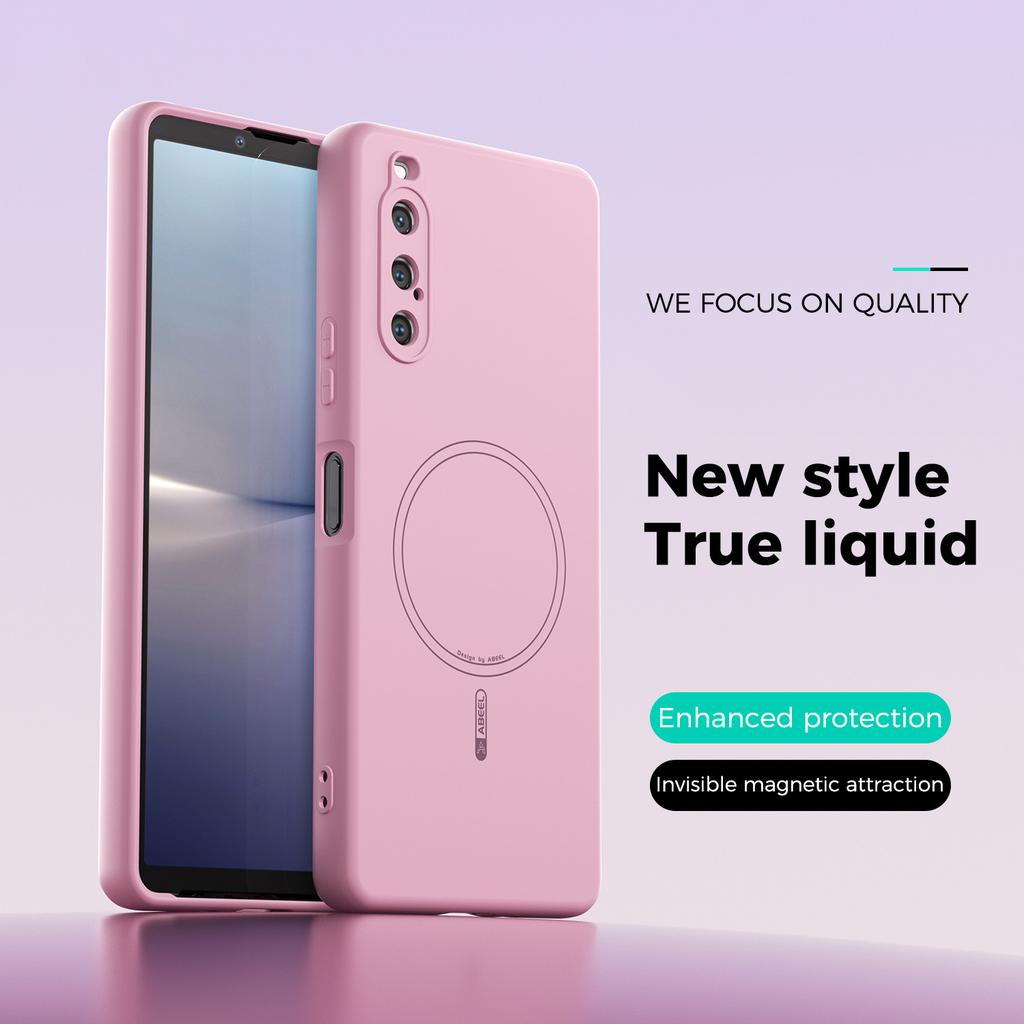 ABEEL For Sony Xperia 10 V Magnetic Case Skin Touch Liquid Silicone Phone Back Cover