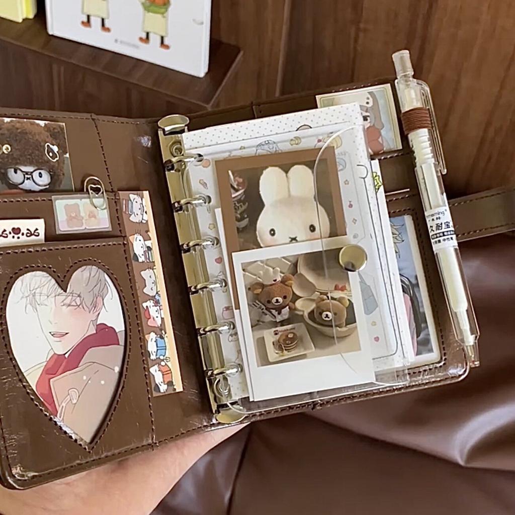 M5 Brown Sliver Soft Zip Loose-Leaf Retro Portable With 40 Sheets Inner Page PU Clip-on Notebook Loose Leaf Notebook