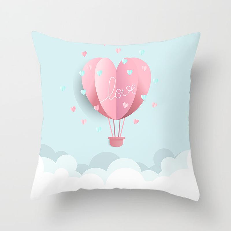 Home Decor Eiffel Tower & Balloon Paris Themed Pillow Covers Pattern Cushion Cover Suitable for Sofa Bedroom Car Pillow Cover