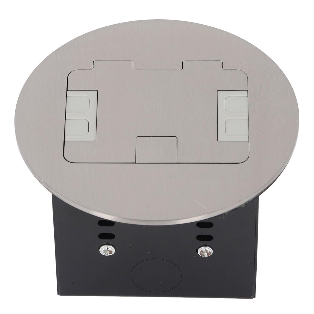 Bodeneinbaudose 20A Doppel 3-polige Standardsteckdosen Edelstahl Rund Elektrische Steckdose