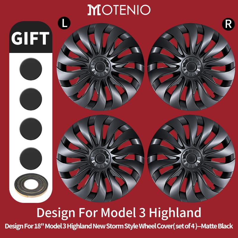 

4PCS for Model 3 Highland 2023-2026 Wheel Cover 18 Inch Hubcap New Blade Style Wheel Cover Rim Hubcaps Car Protection for Tesla Tesla&2023-2025&Model3 Highland 18in