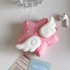 Fofo Estojo de Fone de Ouvido Rosa 3D com Asas de Anjo para AirPods Pro 2 3 4 Capa Protetora de Silicone Macio Decoração de Pontos Concha para Headset