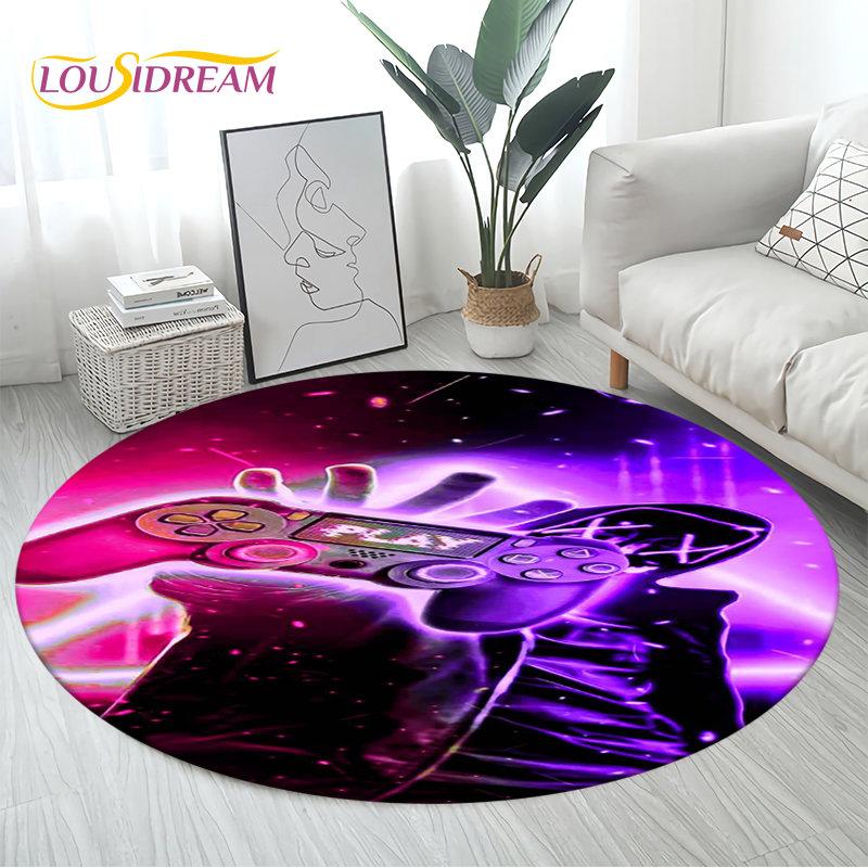 3D Cartoon Gamer Game Controller Area Rug Large,Round Carpet Rug for Living Room Bedroom Sofa Decor,Kid Play Non-slip Floor Mat
