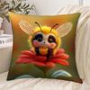 Cute Bee Pillow Cover Throw Cushion Kawaii Floral Decor Pet Lover Accent Pillow Case 40x40cm Soft Home Decoration Gift