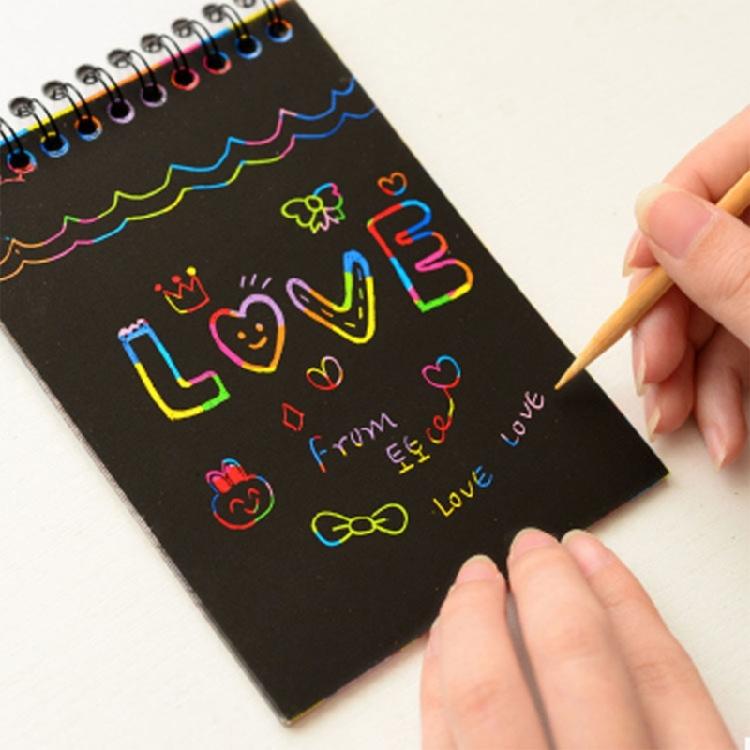 Portable Scratch Drawing Book Built in Colorful Pattern Twin Coil Binding Doodling Book for Children Adult Art Drawing