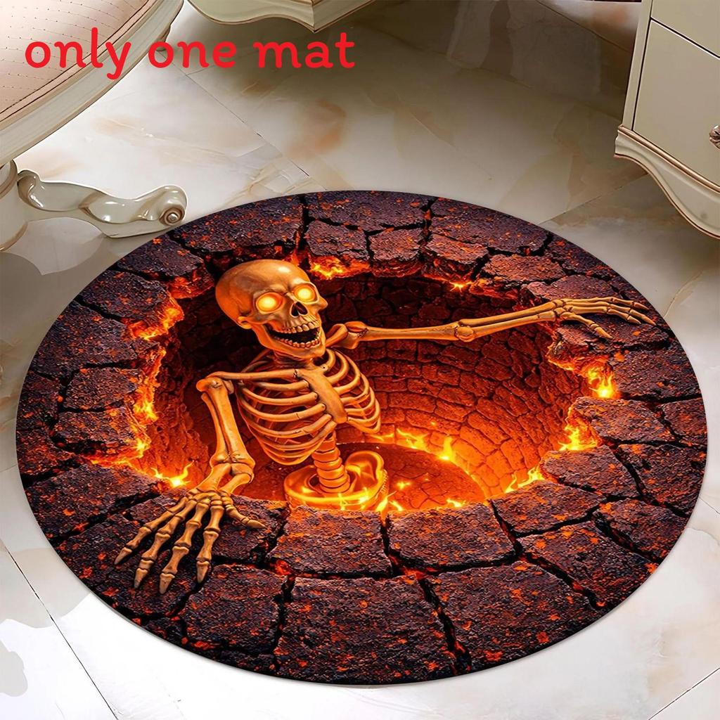 Halloween Round Non Slip Rug With Horrible Printed Design For Living Room Decor