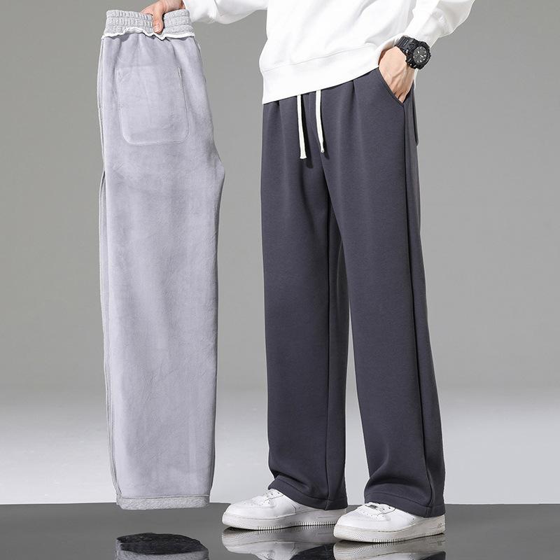 Spring and Autumn Casual Couple Sweatpants Men's Winter Fleece Loose Straight Sports Wide Leg Summer Boys Thin Pants