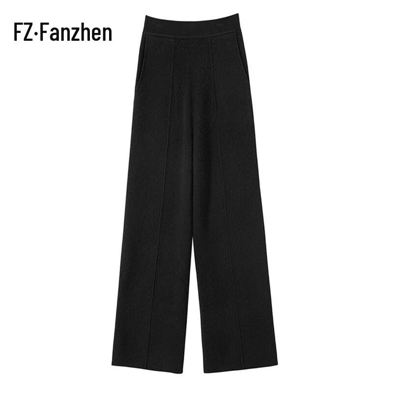 Fanzhen Women's High-Waist Wool Blend Wide-Leg Pants