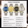OPK 8119 Dual Calendar Men's Quartz Watch Waterproof Luminous Stainless Steel Wristwatch with Stainless Steel Band for Men