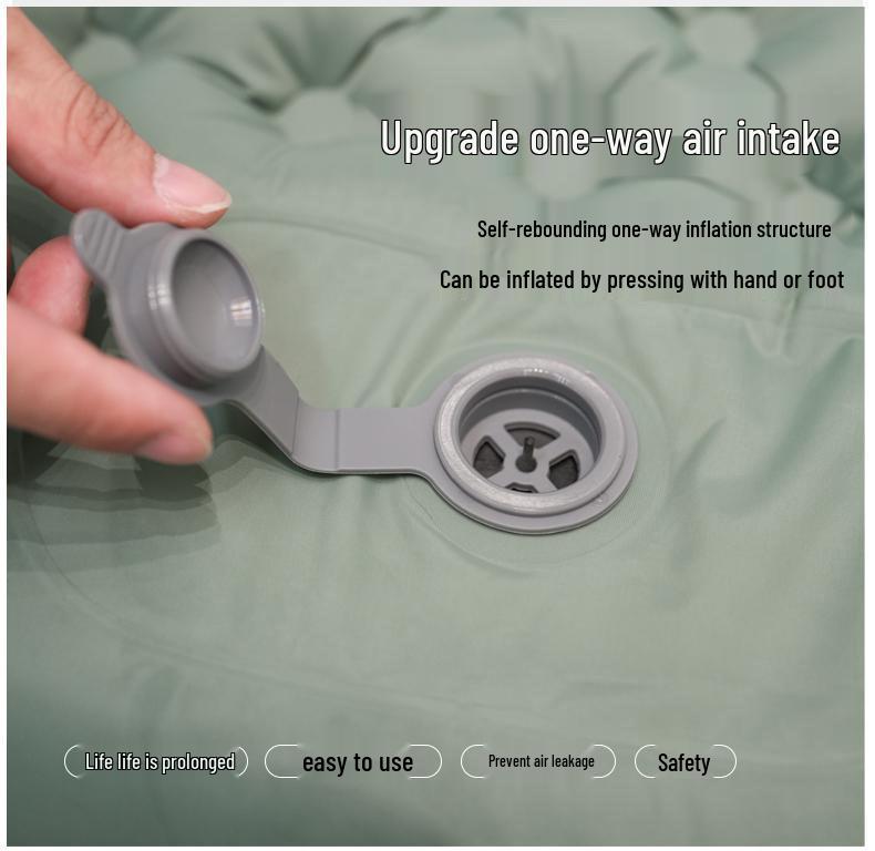 Inflatable Camping Pad with Foot Pump, Pillow, and Diamond TPU Design