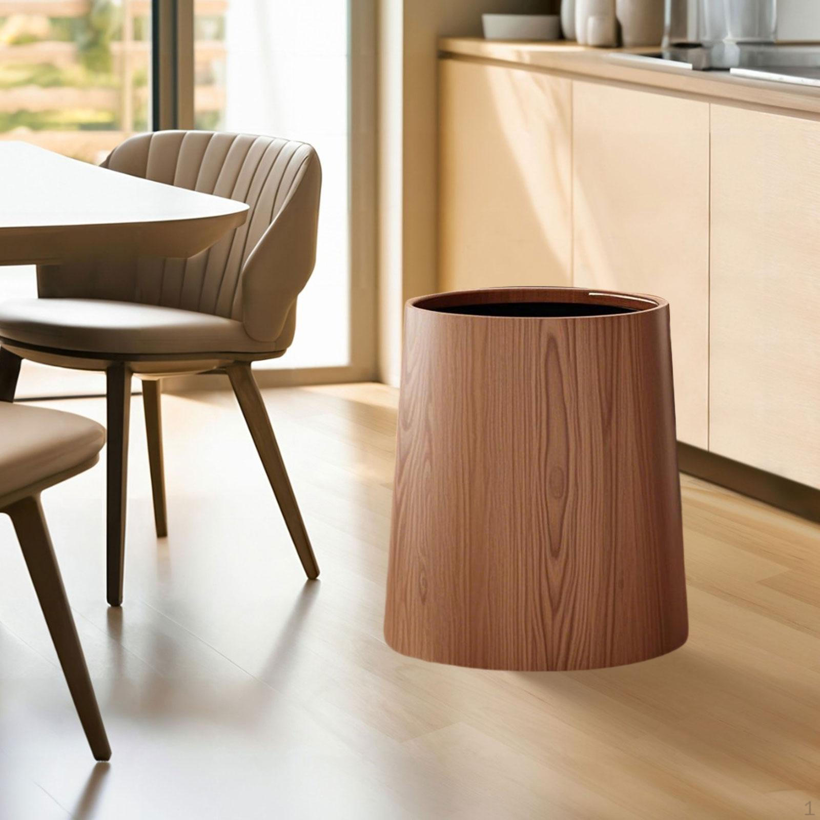 

Household Trash Bin Bathroom Can Reusable Stylish Removable Inner Wastebasket Toilet Paper S wood