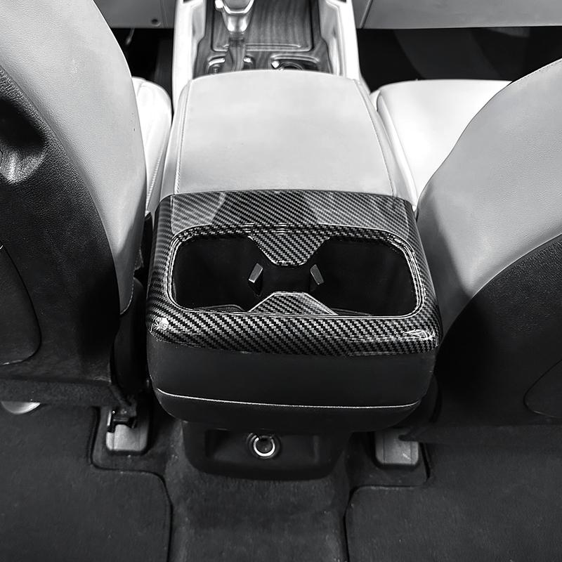 For Kia Telluride -2025 Carbon Fiber Style ABS Rear Passenger Seat Water Cup Holder Frame Cover Trim Accessories LHD/RHD