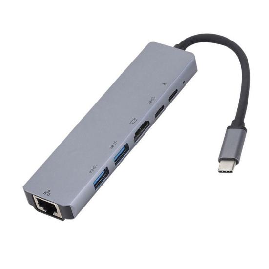 6-in-1 Multifunctional Type-C To PD Charging USB 3.0 Hub Docking Adapter