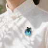 Broche Estilo Nacional, Alfinete de Lapela com Design de Cigana com Asas de Esmalte e Textura de Jade Sintético, Insígnia Cheongsam para Acessórios de Vestuário Chinês