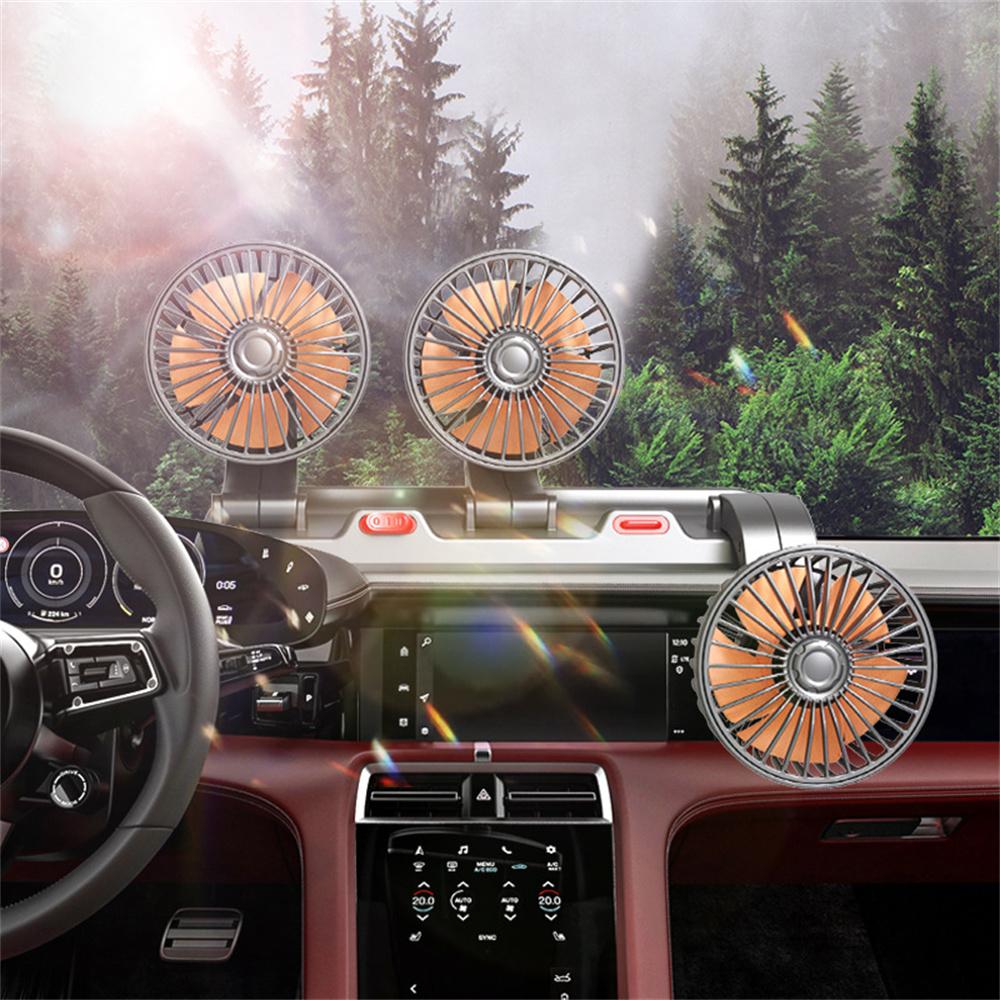 Car Fan 360° Adjustable 3 Head Air Fan Automotive Electric Fan USB/12V/24V Fan 2 Speeds Car Silent Fan For Home Desk Office Car Heat Shields 2