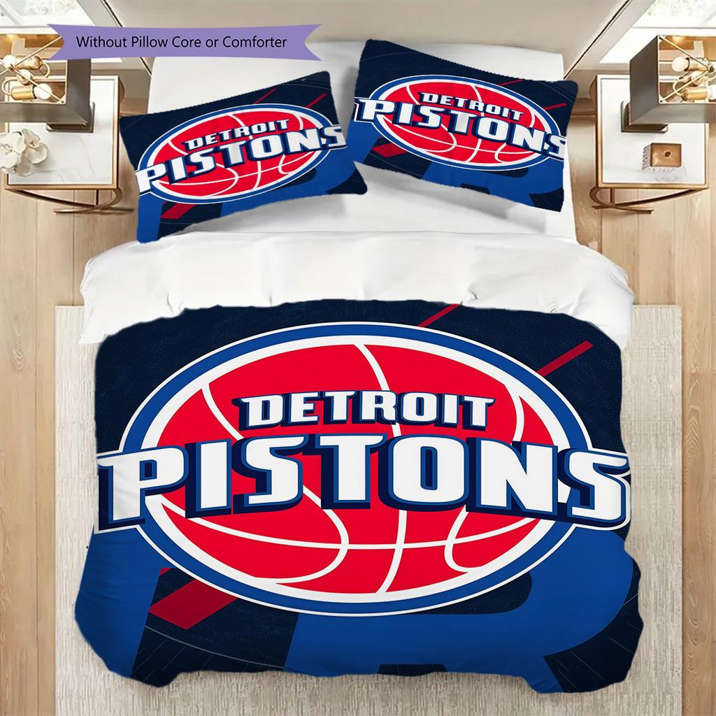 Detroit Pistons Basketball Spirit Three-piece set(1 * duvet cover + 2 * pillowcase, without core) Soft and comfortable Bedding set
