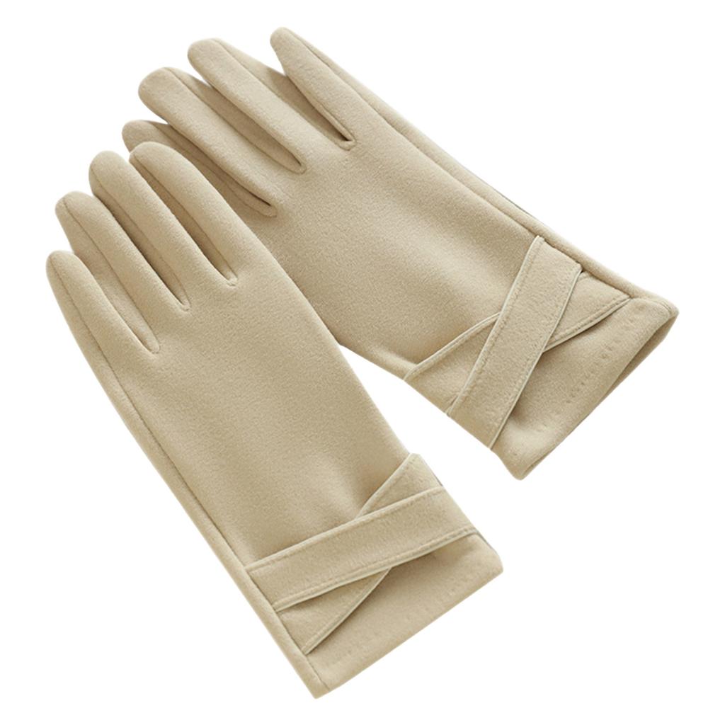 1 Pair Winter Fleece Touchscreen Gloves for Women Cold Weather Outdoor Riding Driving Windproof Warm Touchscreen Finger Gloves