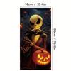 Halloween Jack Skellington Pumpkin Door Decorations Banner Photography Backdrop Indoor Outdoor Porch Background Party Supplies