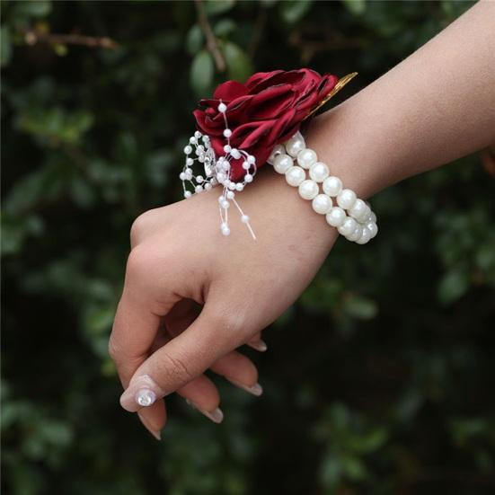 Yousheng Rose Wrist Corsage Boutonniere Fine Workmanship Rhinestone Corsage Elegant Wedding Flower Accessories