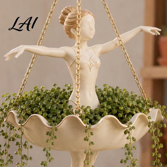Hanging Planter Ballet Dancer Planter Decorative Flower Pot for Indoor Outdoor Garden Cute Space-saving Plant Hanger Succulents Spider Plant,