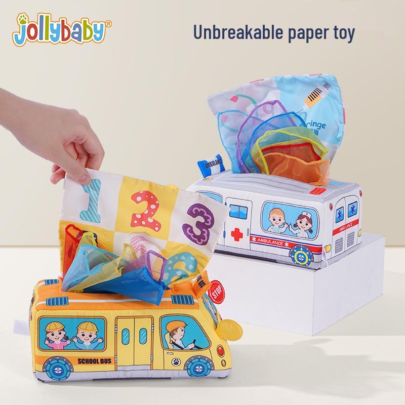 Jollybaby Tissue Box Pulling Toy: Early Education & Grasp Training for Babies 3+ Months