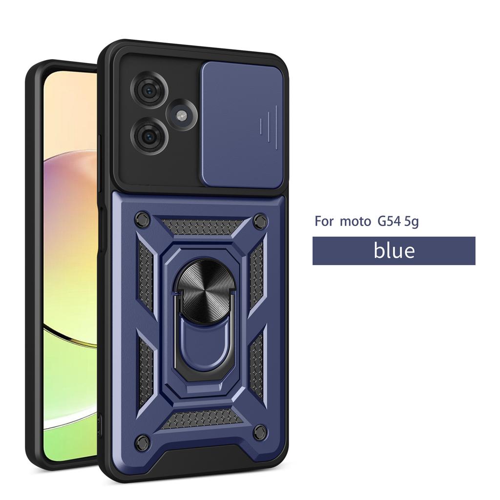 Coque For Motorola Moto 54 Case Push Window Lens Coverage Ring Bracket Etui For Motorola Moto G54 5g Military Heavy Duty Cover
