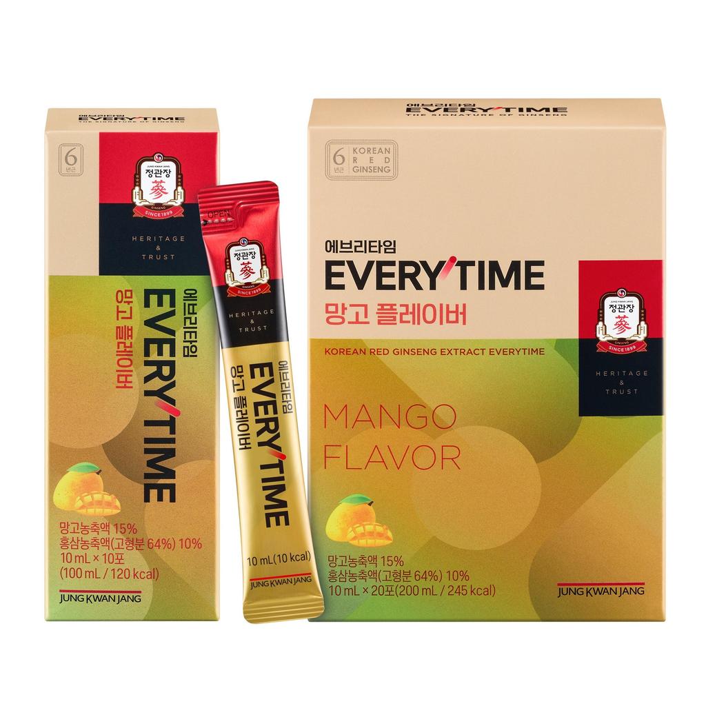 [Inner Beauty] CheongKwanJang Everytime Mango Flavor (10ml*20 Sticks) - Red Ginseng for Skin Glow & Vitality