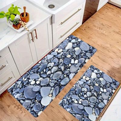 1Pcs Anti Fatigue Kitchen Rugs,  Pebble Art Print Waterproof Non-Slip Thick Cushioned Kitchen Mat Heavy Duty Comfort Standing Mat for Kitchen