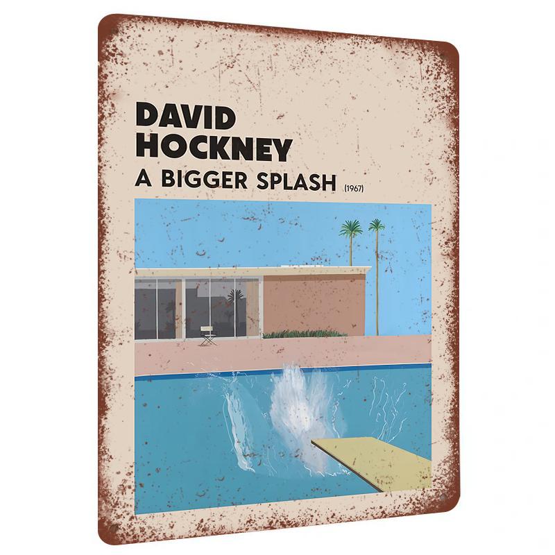 

David Hockney A Bigger Splash Metal Wall Art Modern Home Decor Pool Painting Replica 20x30cm（7.8x11.8inch）