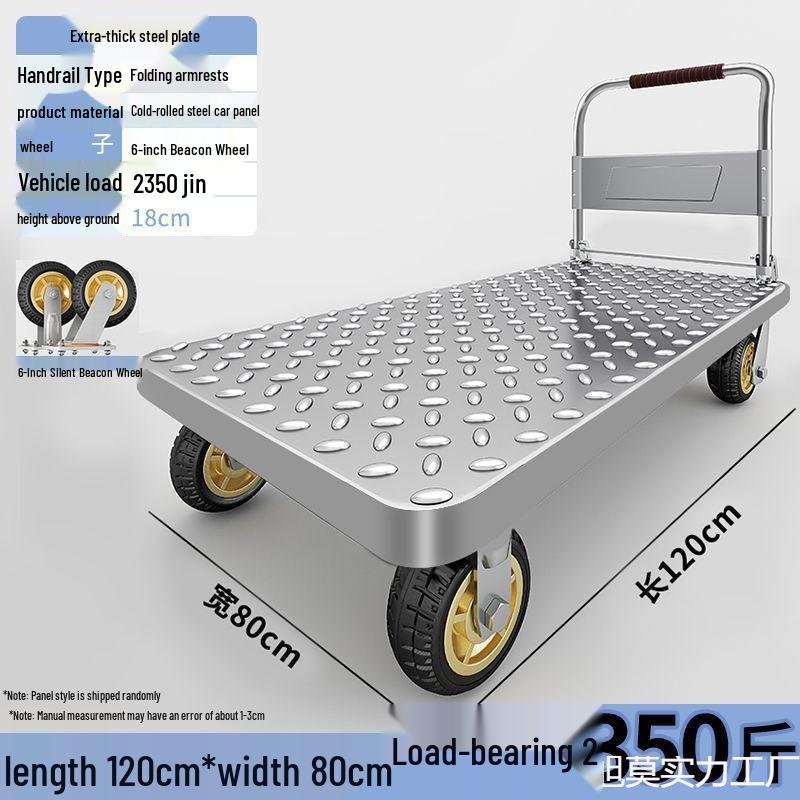 Compact Folding Steel Flatbed Trolley for Household & Outdoor Use