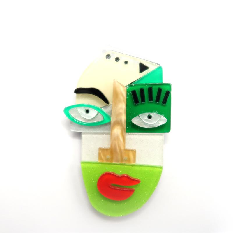 Acrylic Creative Face Brooch for Women Unisex Multicolor Party Office Badges Pin Gifts