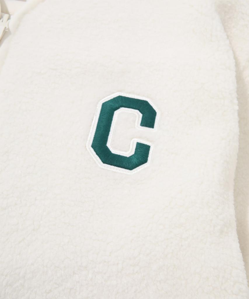 COVERNAT C Logo Collarless Sherpa Jacket Ivory