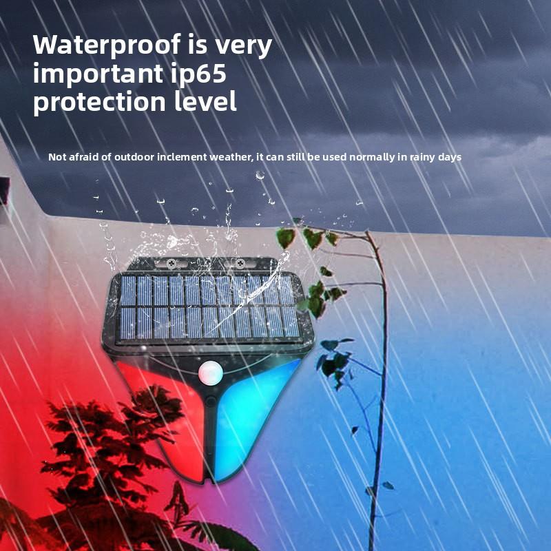 Solar LED Security Alarm Light PIR Motion Sensor Waterproof Outdoor Warning Lamp for Farm, Pond, Home, Yard, Warehouse and Villa